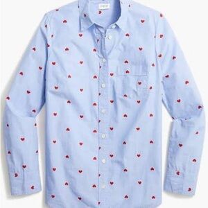J. Crew Women’s Playful Hearts Printed Button-Up Blouse NWT